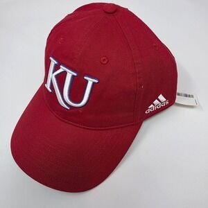 Adidas NCAA Kansas Jayhawks Flex Hat Mens OS Red Logo Curvy Brim‎ NWT